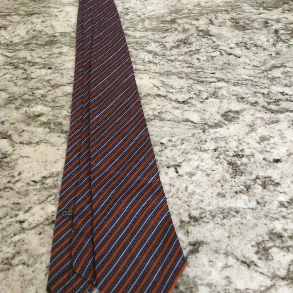 Stefano Ricci Orange and Blue Diagonal Stripe Silk Tie